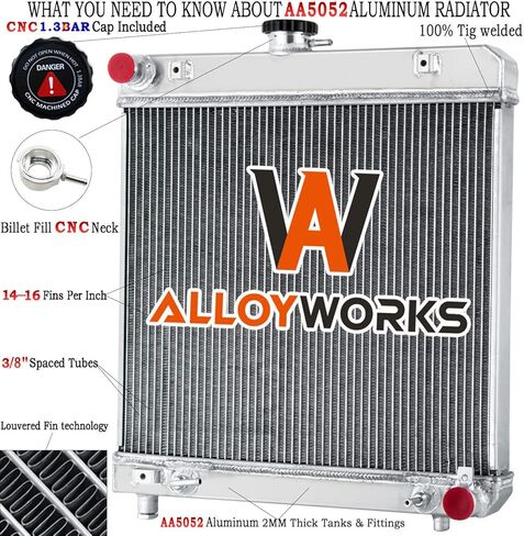 ALLOYWORKS 2 Row Core All Aluminum Radiator for 1976-1985 Mercedes-Benz 230 240D 280E 300D 2.3L L4 3.0L in Saudi Arabia