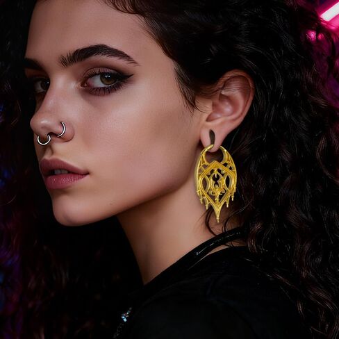 2PCS Ear Weights Hangers for Stretched Ear Lobes, Stainless Steel Gothic Dangle Ear Weights Gauges, Hypoallergenic Ears Expander Hangers Body Piercing Jewelry for Women and Men in Saudi Arabia