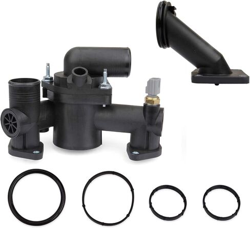Coolant Thermostat Housing Assembly with Water Outlet Compatible with Jaguar 2004-2005 XJ8 XJR 2003-2005 S-Type 2004-2005 Vanden 4.2L Plas AJ85730 AJ85824 AJ85886 AJ87364 AJ87947 in Saudi Arabia