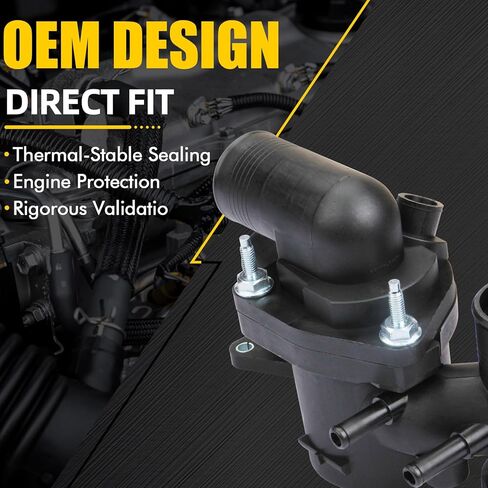 Coolant Thermostat Housing Assembly with Water Outlet Compatible with Jaguar 2004-2005 XJ8 XJR 2003-2005 S-Type 2004-2005 Vanden 4.2L Plas AJ85730 AJ85824 AJ85886 AJ87364 AJ87947 in Saudi Arabia