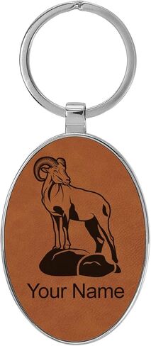 LaserGram Oval Keychain, Bighorn Sheep, Personalized Engraving Included (Metal Frame) in Saudi Arabia