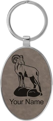 LaserGram Oval Keychain, Bighorn Sheep, Personalized Engraving Included (Metal Frame) in Saudi Arabia