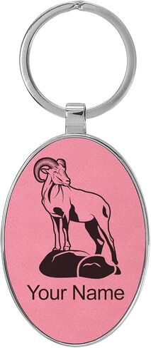 LaserGram Oval Keychain, Bighorn Sheep, Personalized Engraving Included (Metal Frame) in Saudi Arabia