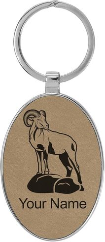 LaserGram Oval Keychain, Bighorn Sheep, Personalized Engraving Included (Metal Frame) in Saudi Arabia