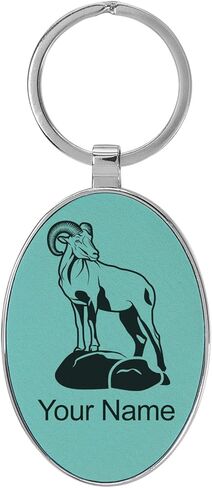 LaserGram Oval Keychain, Bighorn Sheep, Personalized Engraving Included (Metal Frame) in Saudi Arabia