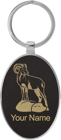 LaserGram Oval Keychain, Bighorn Sheep, Personalized Engraving Included (Metal Frame) in Saudi Arabia