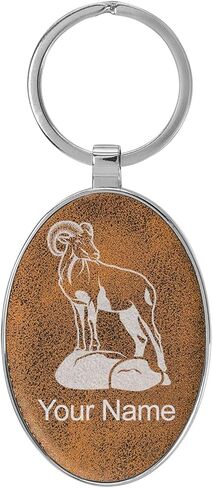 LaserGram Oval Keychain, Bighorn Sheep, Personalized Engraving Included (Metal Frame) in Saudi Arabia