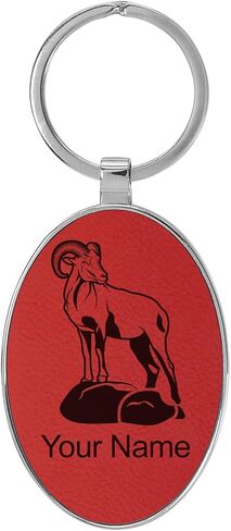 LaserGram Oval Keychain, Bighorn Sheep, Personalized Engraving Included (Metal Frame) in Saudi Arabia