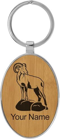 LaserGram Oval Keychain, Bighorn Sheep, Personalized Engraving Included (Metal Frame) in Saudi Arabia