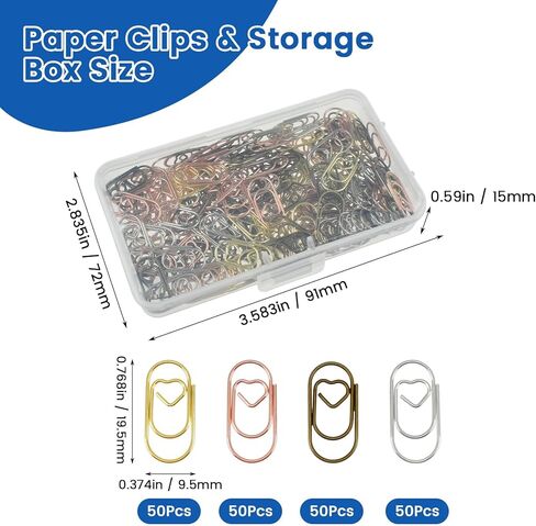 200 قطعة من مشابك الورق على شكل قلب الحب، معدنية مقاس 0.768 بوصة، مشابك ورقية صغيرة لطيفة ومشابك إشارات مرجعية لتزيين المكتب والمدرسة والمكتب والمستندات والملاحظات والأعمال الورقية وسجلات القصاصات والحرف اليدوية in Kuwait