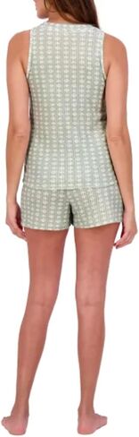 طقم بيجامة نسائي مكون من 4 قطع من Pointelle Lounge Wear، تي شيرت Henley، بدون أكمام، قصير، وبنطلون in Saudi Arabia