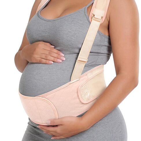 Nuliie Pregnancy Belly Band with Shoulder Straps, Non-Slip Maternity Belly Band for Back, Abdomen & Waist Support, Pregnancy Belt Adjustable Fit, Comfortable Wear, S in Kuwait