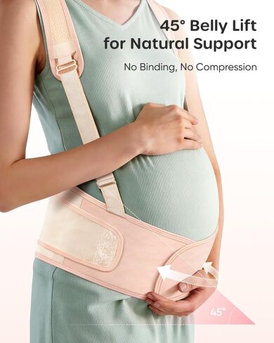 Nuliie Pregnancy Belly Band with Shoulder Straps, Non-Slip Maternity Belly Band for Back, Abdomen & Waist Support, Pregnancy Belt Adjustable Fit, Comfortable Wear, S in Kuwait