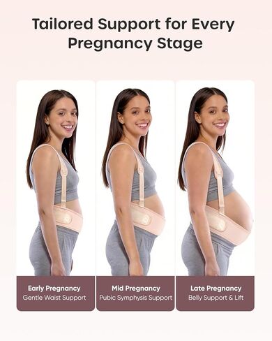 Nuliie Pregnancy Belly Band with Shoulder Straps, Non-Slip Maternity Belly Band for Back, Abdomen & Waist Support, Pregnancy Belt Adjustable Fit, Comfortable Wear, S in Kuwait
