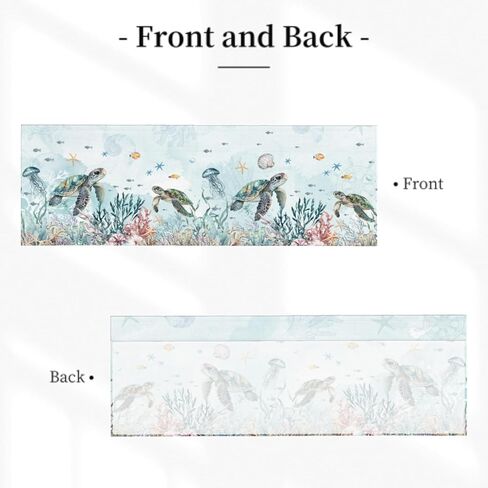 Sea Turtle Curtain Valance Coastal Coral Kitchen Short Curtains 54"x18" Window Treatment Rod Pocket Valance for Bedroom Living Room Decor in Saudi Arabia