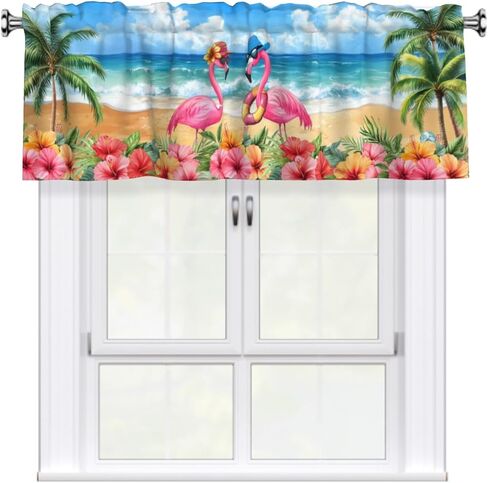 Sea Turtle Curtain Valance Coastal Coral Kitchen Short Curtains 54"x18" Window Treatment Rod Pocket Valance for Bedroom Living Room Decor in Saudi Arabia