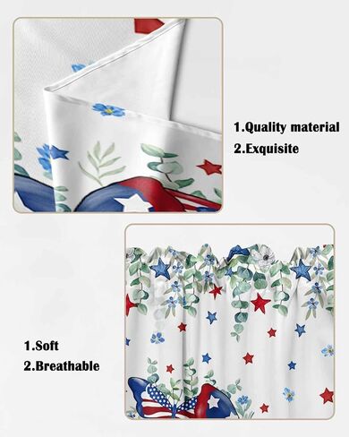 الرابع من يوليو يترك الفراشة غنيمة الستائر للنوافذ - قضيب جيب نافذة العلاج ستائر نافذة المطبخ ستارة غنيمة لغرفة المعيشة، غرفة النوم (مجموعة من 2، 28 × 36 بوصة، نجمة وطنية) in Kuwait