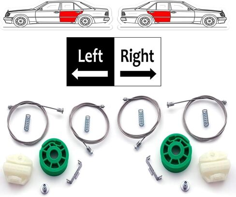 Mercedes W124 Window Regulator Repair Kit Clips Rear Compatible with Right or Left Door1247300346, Black in Saudi Arabia
