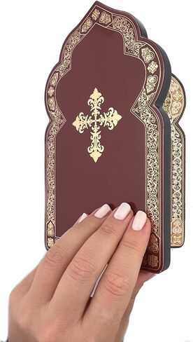 Needzo القلوب المقدسة ليسوع ومريم أيقونة Diptych، شكل قبة الكنيسة 7 1/2 بوصة، رقائق ذهبية in Saudi Arabia