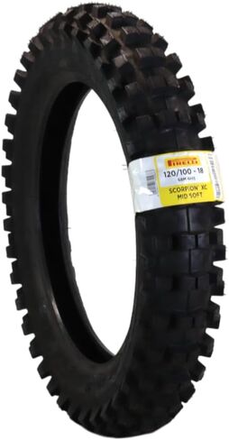 إطار دراجة ترابية خلفية متوسطة النعومة من Pirelli Scorpion XC 120/100-18 68M NHS نوع الأنبوب - إطار إندورو وموتوكروس للطرق الوعرة مع مداس على شكل حرف V للقبضة والكبح والأداء على التضاريس الناعمة إلى المتوسطة in Saudi Arabia