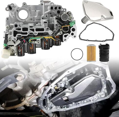 RE0F11A JF015E CVT جسم صمام ناقل الحركة مع ملفات لولبية وفلتر مجموعة حشية وعاء الزيت لنيسان سنترا 2013-2019، فيرسا 2012-2019، لشفروليه سبارك 2013-2015، لميتسوبيشي سوزوكي # 31705-X428E in Saudi Arabia