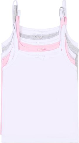 قميص داخلي Tahari Girl Basic Cami للاستخدام اليومي مكون من 5 قطع باللون الأبيض، الرمادي المنقط، الوردي، المتوسط in Saudi Arabia