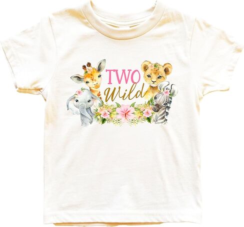 Two Wild Birthday Shirt for Girls - Safari Jungle Animals 2nd Birthday Graphic T-Shirt in Saudi Arabia