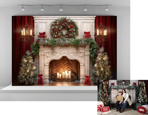 Kate 7x5ft Christmas Tree s Backdrops for Photography Xmas Candle Fireplace Background Baby Boys Girls Celebrate Holiday Party Portrait Studio Backdrop in Kuwait