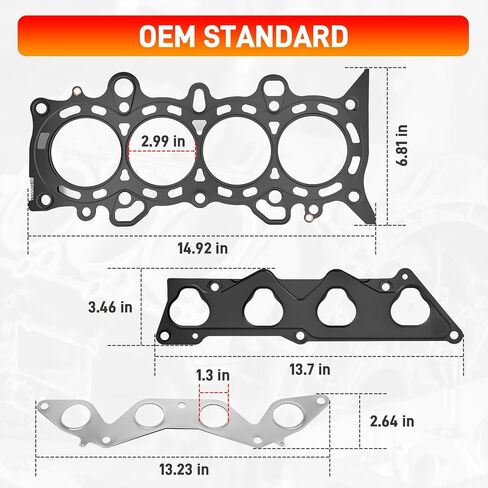HS26236PT Head Gasket Set Timing Belt Kit W/Water Pump Compatible with Honda Civic HX/EX 1668CC/1700CC 1.7L 2001-2005 D17A2 D17A6 Replace#HS26236PT-2 HS4034 in Saudi Arabia