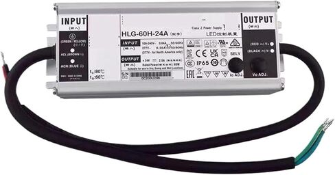1pcs HLG-60H-24A 24VDC 2.5A Waterproof IP65 Rating PFC Function 60W Constant in Saudi Arabia