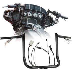 Pre-Wired 1 1/4" Fat Ape Hangers Street Glide Heated Grips Option 14" Rise Handlebars for Harley 2008-2013 Street Glide/Electra Glide/Ultra Limited Bagger Meathook Bar with CAN-Bus/TBW, Black in Kuwait