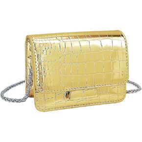 Metallic Mini Crossbody Purse for Women, Trendy Evening Clutch Bag with Removable Chain Strap, Not for Most Phones in Saudi Arabia