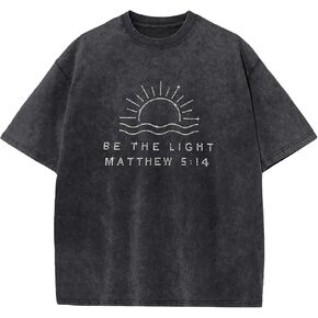 Mens Christian Be The Light Shirts Jesus Faith Religious God Bible Verse Tshirts Rhinestone Oversized Graphic Tees in Kuwait