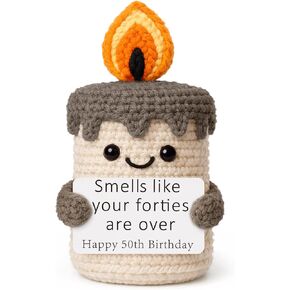 Funny 50th Birthday Gifts for Women Men - 50th Birthday Gift Ideas, Happy Bday Presents for Coworker Friends Dad Mom, Sarcastic 50 Year Old Gag Gift for Her Him - Handmade Crochet Candle in Kuwait