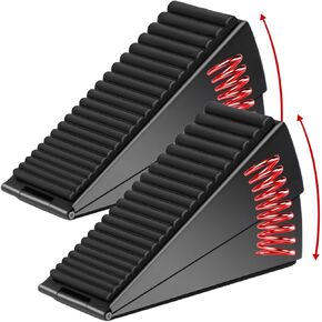 2 Pack Heavy Duty Door Stop for Bottom of Door, Rubber Doors Wedge Stoppers, Adjustable Spring Large DoorStopper, 3 Inches High Strongest Stainless Steel Doorstop Suits Any HeavyDoor (Black) in Kuwait