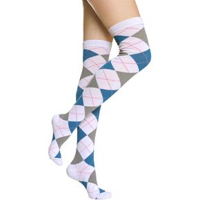 Novelty Argyle Socks Thigh High Socks for Women Girls Funny Cute Over the Knee High Sock Cotton Color Long Stockings in Saudi Arabia