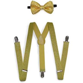 جميع إكسسوارات الزفاف الذهبية للرجال والنساء وربطة عنق قابلة للتعديل بالترتر وحمالات لامعة in Kuwait