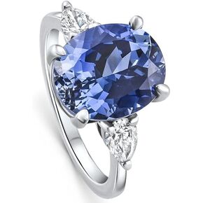 2 CT Oval Cut Tanzanite Wedding Engagement Ring for Women 14K White Gold Plated 925 Sterling Silver Gift for Her in Saudi Arabia