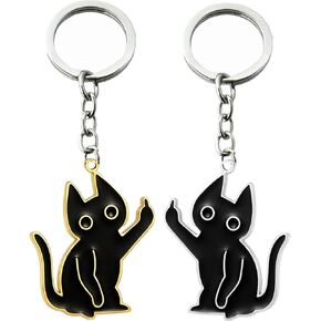 2 Pcs Novely Funny Black Cat Keychain, Cute Cartoon Design Fuck Cat with Zinc Alloy Keychain for Bag, Cars in Kuwait