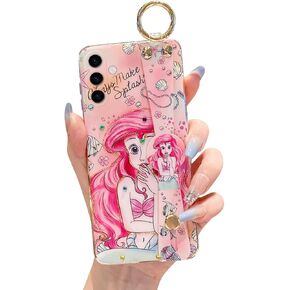for Samsung Galaxy A15 5G Case 6.5" Sparkle Bling with Strap Stand Cute Pattern IMD Plating Design Silicone Shockproof Protective Glitter - Minnie in Saudi Arabia