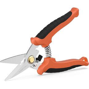 مقصات جاذبية متعددة الأغراض شديدة التحمل مقاس 7 بوصات - شفرات مسننة صغيرة من الفولاذ المقاوم للصدأ SUS420J2 اليابانية، قبضة مريحة لمهام البستنة والحرف والاستوديو | قفل أمان، تصميم يمكن استخدامه بكلتا اليدين (مستقيم) in Kuwait