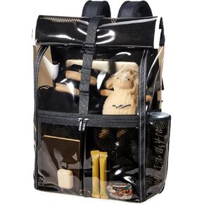 حقيبة ظهر شفافة شديدة التحمل للبالغين مع حقيبة كمبيوتر محمول شفافة وحقيبة ظهر للسفر للرجال والنساء وحقيبة ظهر شفافة سوداء كبيرة in Kuwait