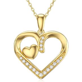 قلادة قلب من الذهب عيار 14 قيراط للنساء، أنت My Only One Gold Heart قلادة قلادة مجوهرات على شكل قلب الذكرى السنوية لأعياد الميلاد وعيد الحب كهدايا لصديقتها الأم والزوجة، 16 بوصة + 2 بوصة in Kuwait