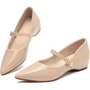 حذاء ماري جين باللون الأسود والأحمر للنساء، حذاء نسائي بكعب منخفض مريح ومغلق من الأمام للنساء - 1.18 بوصة in Kuwait