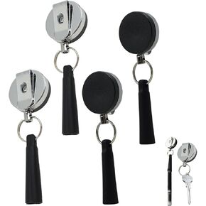 Retractable Pen Holder, 4Pcs 35“ Heavy Duty Steel Wire Retractable Pull Pen Pencil Holder - Metal Belt Clip Pen Reel for Carpenters, Nurses, Construction Workers, Office & Outdoor Use in Kuwait