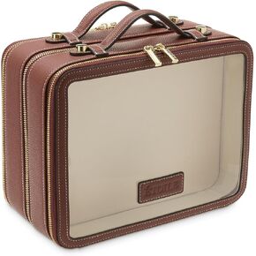 ETOILE - حقيبة مستحضرات تجميل مزدوجة كبيرة باللون البني الزنجبيلي - منظم مستحضرات التجميل وحقيبة أدوات الزينة in Kuwait