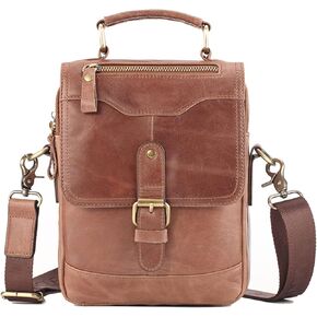 Waterproof Leather Briefcase - Laptop Tote Messenger Bag, Large Capacity Work for Office Business(Brown) in Kuwait