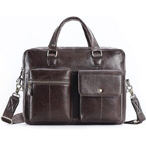 حقيبة رجالية حقيبة جلدية أصلية موضة سعة كبيرة رجال الأعمال حقائب كتف حقيبة كمبيوتر محمول (أ) in Kuwait
