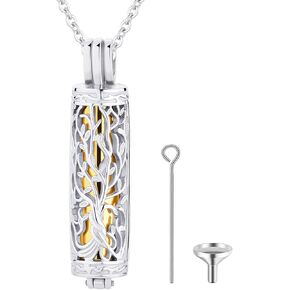 اسطوانة مجوهرات الحرق شجرة الحياة جرة رماد قلادة للنساء الرجال قارورة جرة القلائد للرماد أحب أحد المجوهرات التذكارية مع تذكار صغير جرة تذكارية الرماد المجوهرات in Kuwait