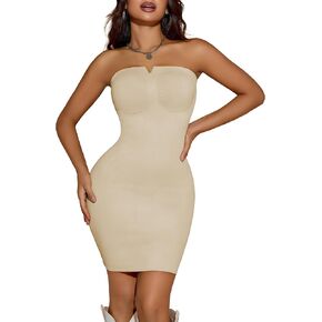 ملابس داخلية بدون حمالات لملابس داخلية للفساتين، فستان كامل الانزلاق للنساء للتحكم في البطن بدون خياطة لتنحيف الجسم in Kuwait